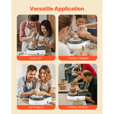 VEVOR Μίνι Τροχός Κεραμικής Ηλεκτρικός Τροχός Πήλινου Σπιτιού για Παιδιά και Ενήλικες 158 mm Λευκός