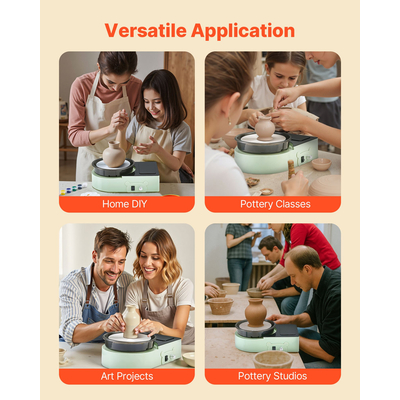 VEVOR Μίνι Τροχός Κεραμικής Ηλεκτρικός Τροχός Πήλινου Σπιτιού για Παιδιά και Ενήλικες 158 mm Πράσινος