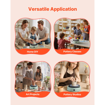 VEVOR Μίνι Τροχός Κεραμικής Ηλεκτρικός Τροχός Πήλινου Σπιράλ για Παιδιά 158 mm Πράσινος