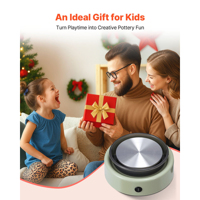 VEVOR Μίνι Τροχός Κεραμικής Ηλεκτρικός Τροχός Πήλινου Σπιράλ για Παιδιά 158 mm Πράσινος