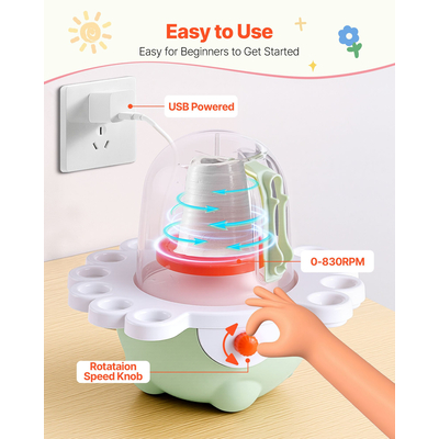 VEVOR Μίνι Τροχός Κεραμικής Ηλεκτρικός Τροχός Πήλινου Σπιτιού για Παιδιά, Πικάπ 50 mm και 80 mm