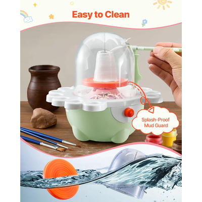 VEVOR Μίνι Τροχός Κεραμικής Ηλεκτρικός Τροχός Πήλινου Σπιτιού για Παιδιά, Πικάπ 50 mm και 80 mm