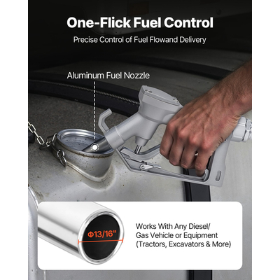 Αντλία μεταφοράς καυσίμου VEVOR, Ροή 61L/min, Ιπποδύναμη 1/4 HP 186W, Αντλία μεταφοράς ντίζελ 12 V DC με χειροκίνητο ακροφύσιο, έξοδο και σωλήνα αναρρόφησης, για βενζίνη, κηροζίνη, μείγματα αιθανόλης, μεθανόλη, βιοντίζελ