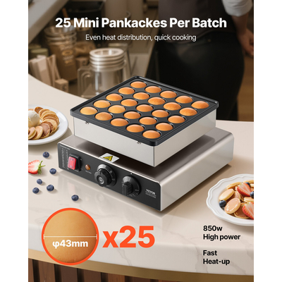 VEVOR 25 ΤΕΜ. Mini Pancake Maker Commercial Electric Dutch Baker Poffertjes Grill