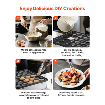 VEVOR 25 ΤΕΜ. Mini Pancake Maker Commercial Electric Dutch Baker Poffertjes Grill