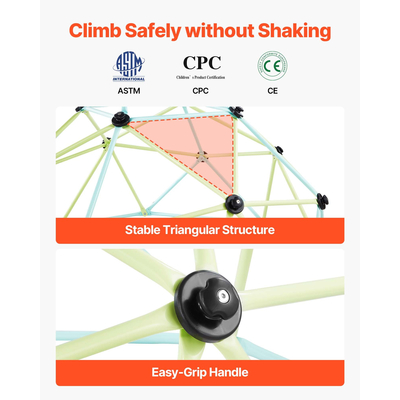 VEVOR Γεωμετρικός θόλος αναρρίχησης 6FT, 600LBS, Γυμναστήριο ζούγκλας για παιδιά