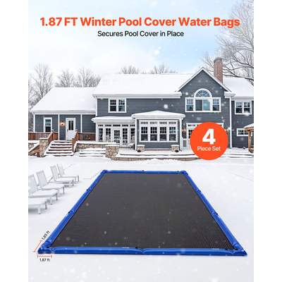 VEVOR 26 Gauge Χειμερινό κάλυμμα πισίνας, γωνιακές σακούλες νερού, 4 τεμάχια, 22,4 x 22,2 ίντσες, ανθεκτικό