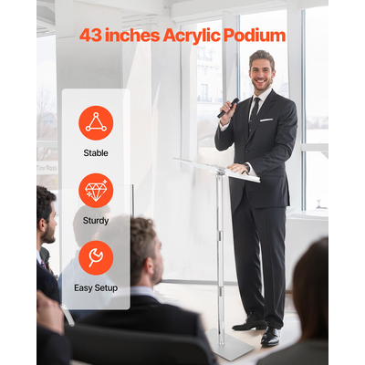 Βάση VEVOR 43 ιντσών από ακρυλικό αναλόγιο με ρυθμιζόμενες γωνίες και μεταλλική βάση