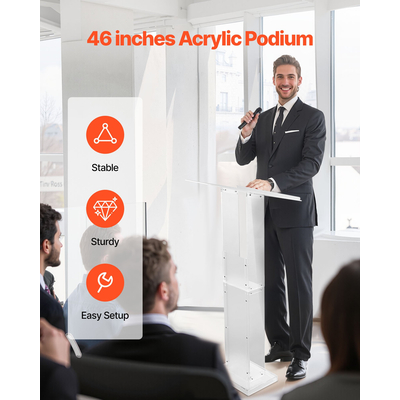 Βάση VEVOR Podium 50 ιντσών, φορητή ακρυλική βάση ανάγνωσης με μεγάλη επιφάνεια ανάγνωσης και αποθήκευσης