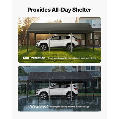 VEVOR Στέγαστρο Αυτοκινήτου 10 x 20 FT Φορητή Σκηνή Στεγασμένου Αυτοκινήτου Βαρέως Τύπου Γκρι