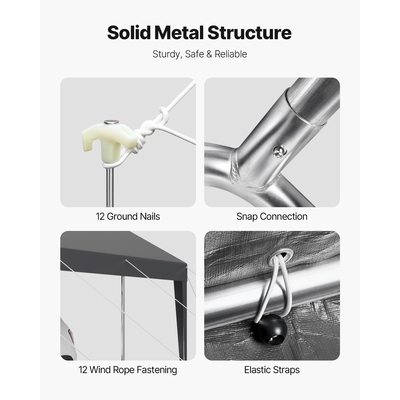 VEVOR Στέγαστρο Αυτοκινήτου 10 x 20 FT Φορητή Σκηνή Στεγασμένου Αυτοκινήτου Βαρέως Τύπου Γκρι