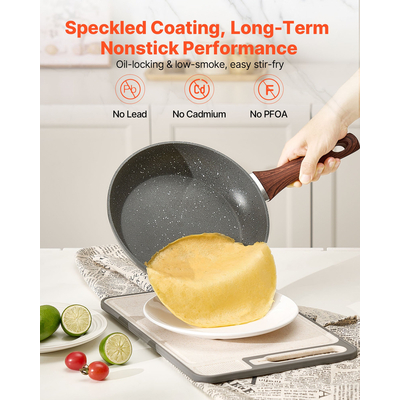 VEVOR Σετ 3 τεμαχίων τηγανιών αλουμινίου 250 280 325 mm αντικολλητικό γκρι