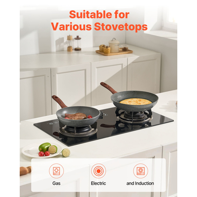 VEVOR Σετ 3 τεμαχίων τηγανιών αλουμινίου 250 280 325 mm αντικολλητικό γκρι