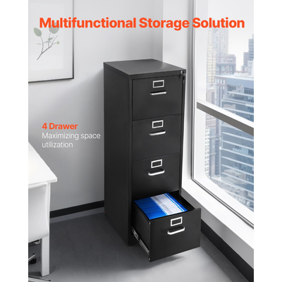 VEVOR Ντουλάπι Αρχειοθήκης με 4 Συρτάρια Μεταλλικό Κάθετο Ντουλάπι με Κλειδαριά για Γραφείο στο Σπίτι