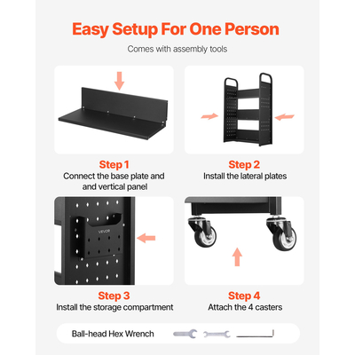 VEVOR Τριώροφο Τροχήλατο Βιβλιοφορείο Μονής Όψης με Ράφια σε Σχήμα L σε Μαύρο Χρώμα