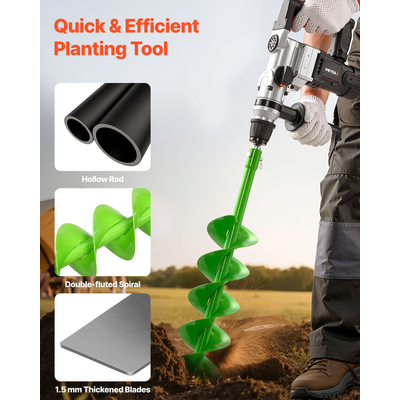 Τρυπάνι VEVOR με τρυπάνι 3,94 x 31,1 ίντσες, εργαλείο φύτευσης με σπειροειδή στύλο