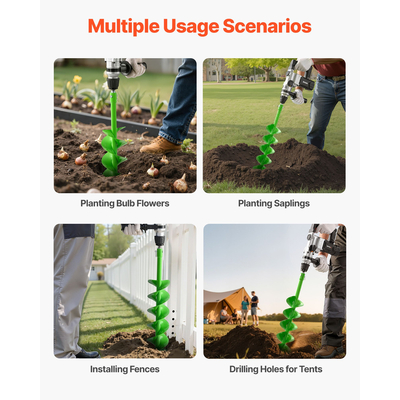 Τρυπάνι VEVOR με τρυπάνι 3,94 x 31,1 ίντσες, εργαλείο φύτευσης με σπειροειδή στύλο