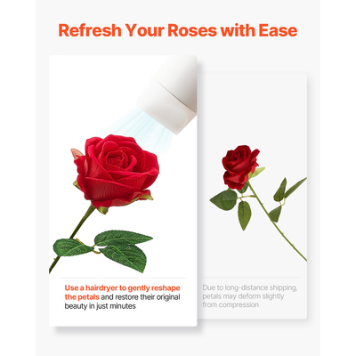 VEVOR 500 τεμάχια κόκκινα τριαντάφυλλα με τεχνητά λουλούδια, ρεαλιστική ανθοδέσμη για χριστουγεννιάτικη διακόσμηση σπιτιού