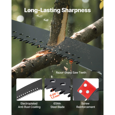 VEVOR Χειροκίνητο Πριόνι με Επεκτεινόμενο Κλαδευτήρι Δέντρων με Κοντάρι 118-809,3 cm, Ατσάλινη Λεπίδα 65Mn