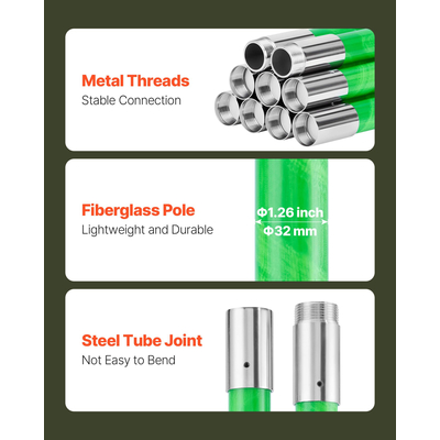 VEVOR Χειροκίνητο Πριόνι με Επεκτεινόμενο Κλαδευτήρι Δέντρων με Κοντάρι 118-809,3 cm, Ατσάλινη Λεπίδα 65Mn