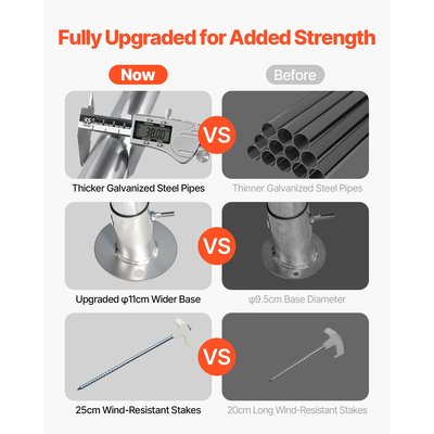 VEVOR Εξωτερική Στέγη Αποθήκευσης 6x6 πόδια Αδιάβροχη Σκηνή Γκαράζ με Στέγαστρο και Στέγαστρο