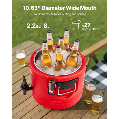 Μονωμένος Διανομέας Ροφημάτων VEVOR για Ζεστά και Κρύα Ροφήματα Κανάτα Ψύξης 2,2 Gal/8 L