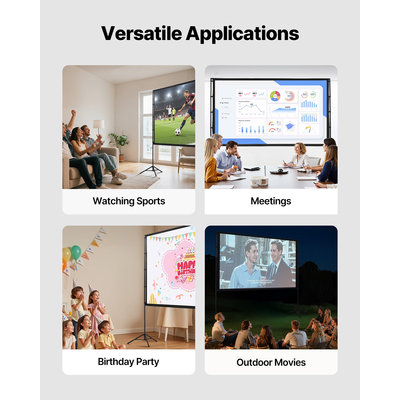 Οθόνη Προβολέα VEVOR με Τρίποδο και 2 Βάσεις, 100 ίντσες, Ευρεία Γωνία 160°, 4K HD 16:9