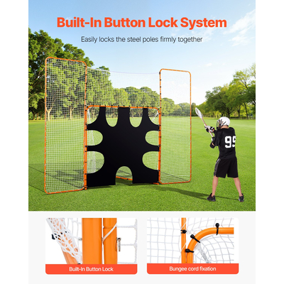 Δίχτυ τέρματος λακρός VEVOR 12x9 ft 3-σε-1 με εξοπλισμό ριμπάουντερ στόχου με πίσω στοπ