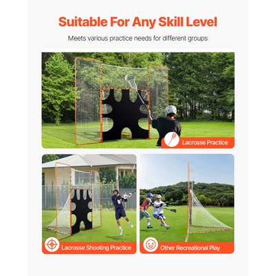 Δίχτυ τέρματος λακρός VEVOR 12x9 ft 3-σε-1 με εξοπλισμό ριμπάουντερ στόχου με πίσω στοπ