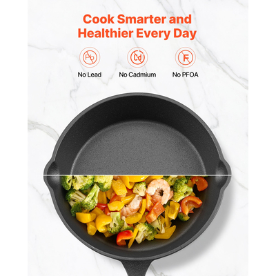 Σετ τηγανιών VEVOR 4 τεμαχίων από χυτοσίδηρο 155 205 260 305 mm με λαβή μαύρη