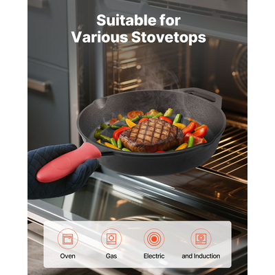 Σετ τηγανιών VEVOR 4 τεμαχίων από χυτοσίδηρο 155 205 260 305 mm με λαβή μαύρη