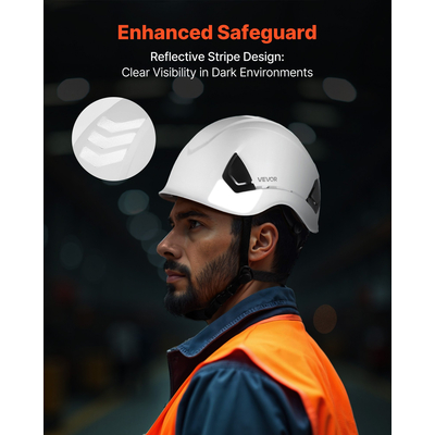 Κράνος ασφαλείας VEVOR για κατασκευές με αεριζόμενο κάλυμμα, λευκό, κατηγορίας C, για άνδρες και γυναίκες