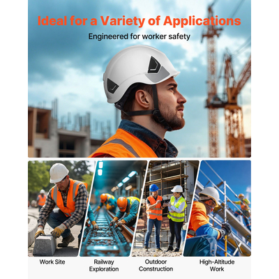 Κράνος ασφαλείας VEVOR για κατασκευές με αεριζόμενο κάλυμμα, λευκό, κατηγορίας C, για άνδρες και γυναίκες