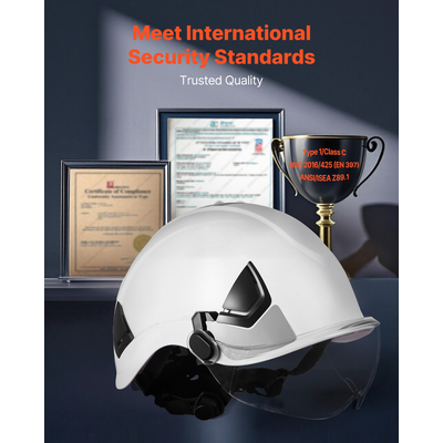 Κράνος Βιομηχανικής Ασφάλειας VEVOR με Ζελατίνα & Σκληρό Κράνος Ανάρτησης 6 Σημείων με Καστάνια