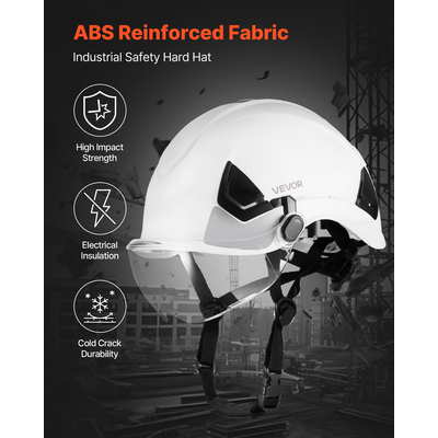 Κράνος Βιομηχανικής Ασφάλειας VEVOR με Ζελατίνα & Σκληρό Κράνος Ανάρτησης 6 Σημείων με Καστάνια