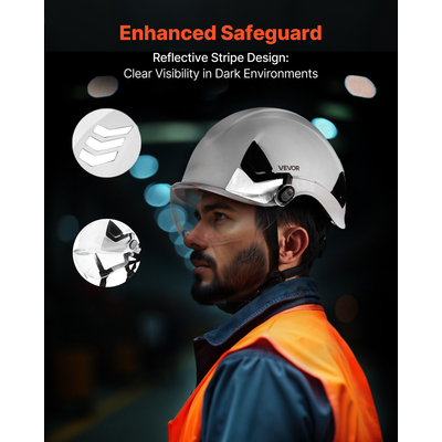 Κράνος Βιομηχανικής Ασφάλειας VEVOR με Ζελατίνα & Σκληρό Κράνος Ανάρτησης 6 Σημείων με Καστάνια