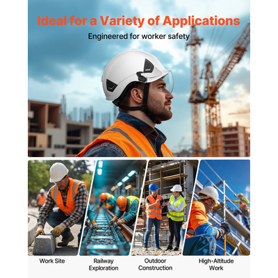 Κράνος Βιομηχανικής Ασφάλειας VEVOR με Ζελατίνα & Σκληρό Κράνος Ανάρτησης 6 Σημείων με Καστάνια