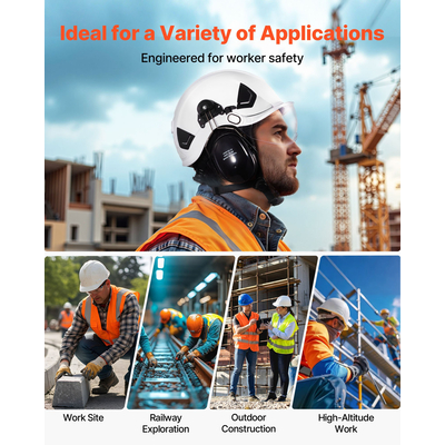 Κράνος Βιομηχανικής Ασφαλείας VEVOR με Ζελατίνα & Ωτοασπίδες Ρυθμιζόμενο Αεριζόμενο Σκληρό Κράνος