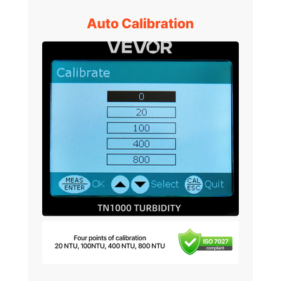 Φορητό θολόμετρο VEVOR, εύρος 0–1000 NTU, συμβατό με ISO 7027