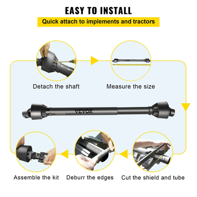 Άξονας PTO VEVOR Άξονας κίνησης PTO 1-3/8" x 6 άκρα με αυλακώσεις Στρογγυλό άκρο T4 43"-61