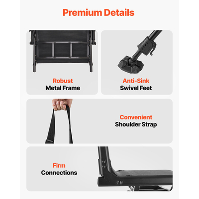 Καρέκλα κυνηγιού VEVOR, περιστρεφόμενη 360°, πτυσσόμενη καρέκλα στόρια με ρυθμιζόμενα πόδια και μπράτσα