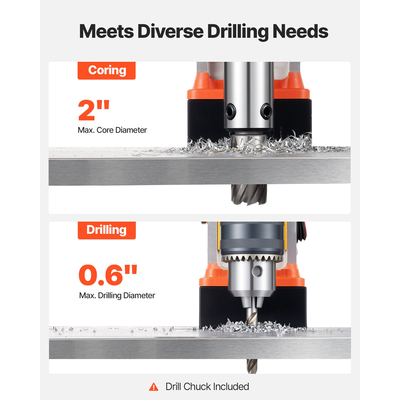 Μαγνητική πρέσα τρυπανιού VEVOR Μαγνητική πρέσα τρυπανιού 1350W 50mm Διάμετρος τρυπήματος 0-800RPM