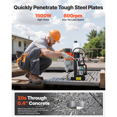 Μαγνητική πρέσα τρυπανιού VEVOR Πρέσα τρυπανιού Mag 1500 W 60 mm Διάμετρος τρυπήματος 0-600 σ.α.λ.