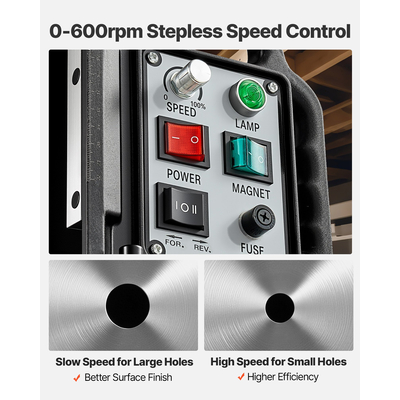 Μαγνητική πρέσα τρυπανιού VEVOR Πρέσα τρυπανιού Mag 1500 W 60 mm Διάμετρος τρυπήματος 0-600 σ.α.λ.