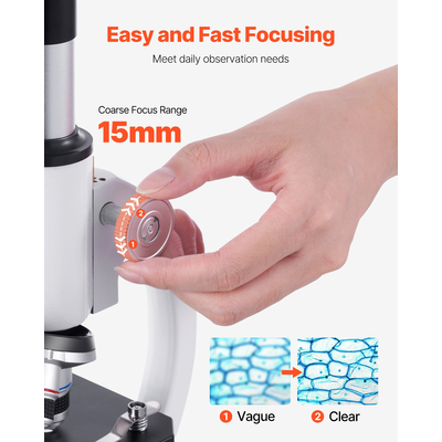 Επαγγελματικό μονοφθάλμιο σύνθετο μικροσκόπιο VEVOR με μεγέθυνση 40-2000X