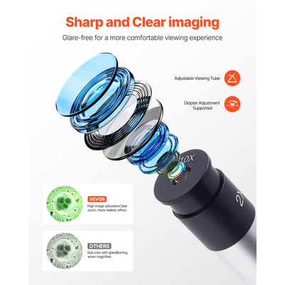 Επαγγελματικό μονοφθάλμιο σύνθετο μικροσκόπιο VEVOR με μεγέθυνση 40-2000X