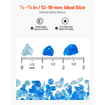VEVOR 10 LBS Γυάλινες πέτρες τζακιού 3/4 ιντσών για τζάκι 3 χρώματα