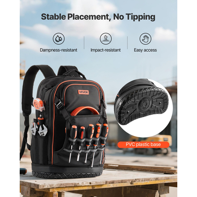 Σακίδιο Πλάτης Εργαλείων VEVOR με 65 τσέπες, ανθεκτικό στο σκίσιμο, σακίδιο εργασίας για ηλεκτρολόγο