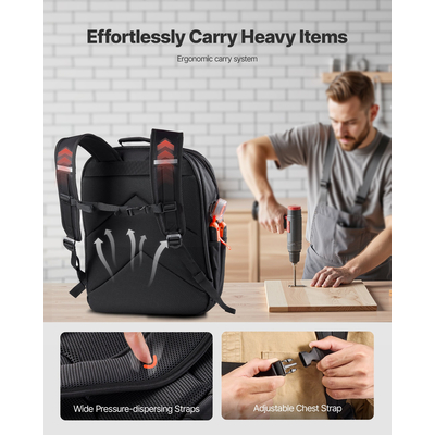 Σακίδιο Πλάτης Εργαλείων VEVOR 45 Θέσεων, Ανθεκτικό σε Σκισίματα, Σακίδιο Πλάτης Εργασίας για Ηλεκτρολόγο