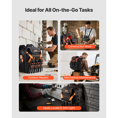 Σακίδιο Πλάτης Εργαλείων VEVOR 45 Θέσεων, Ανθεκτικό σε Σκισίματα, Σακίδιο Πλάτης Εργασίας για Ηλεκτρολόγο